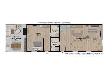 Prodej komerčního prostoru (apartmány), 325 m2, Sedlec-Prčice