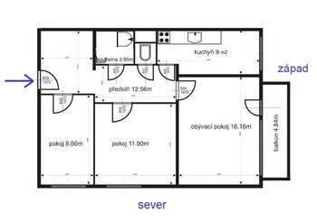 Pronájem bytu 3+1 v osobním vlastnictví, 65 m2, Brno