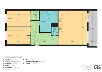 Pronájem bytu 3+kk v osobním vlastnictví, 104 m2, Praha 5 - Jinonice