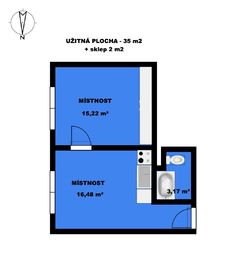 Pronájem bytu 2+kk v osobním vlastnictví, 37 m2, Strakonice