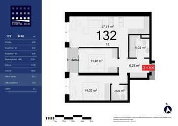 Prodej bytu 3+kk v osobním vlastnictví, 72 m2, Kolín