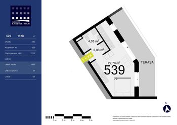 Prodej bytu 1+kk v osobním vlastnictví, 31 m2, Kolín