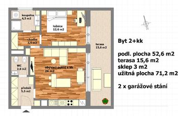 Pronájem bytu 2+kk v osobním vlastnictví, 71 m2, Praha 5 - Jinonice