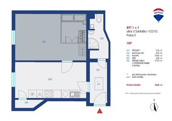 Prodej bytu 1+1 v osobním vlastnictví, 45 m2, Praha 5 - Smíchov