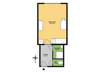 Pronájem bytu 1+kk v družstevním vlastnictví, 28 m2, Praha 4 - Podolí
