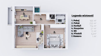 Prodej bytu 2+1 v osobním vlastnictví, 73 m2, Kyjov