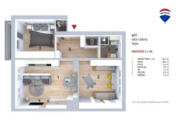 Prodej bytu 2+1 v osobním vlastnictví, 73 m2, Kyjov