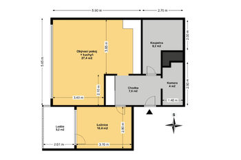 Pronájem bytu 2+kk v osobním vlastnictví, 66 m2, Praha 4 - Chodov