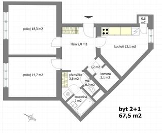 Pronájem bytu 2+1 v osobním vlastnictví, 67 m2, Praha 6 - Střešovice
