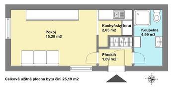 Pronájem bytu 1+kk v osobním vlastnictví, 25 m2, Brno