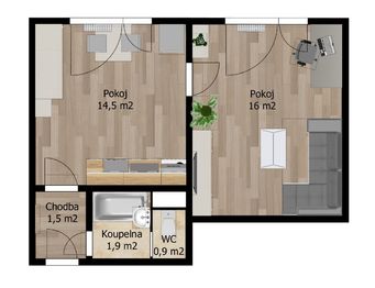 Prodej bytu 1+1 v osobním vlastnictví, 35 m2, Jirkov