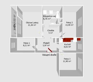 Prodej bytu 4+1 v družstevním vlastnictví, 82 m2, Teplice