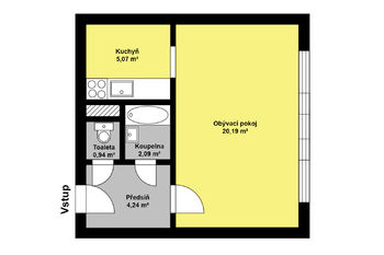 Prodej bytu 1+kk v družstevním vlastnictví, 33 m2, Nymburk