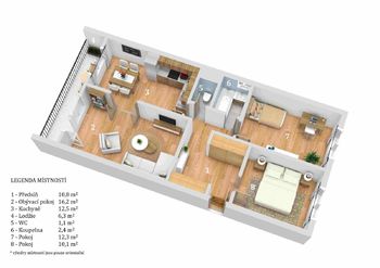 Prodej bytu 3+1 v osobním vlastnictví, 69 m2, Praha 4 - Modřany