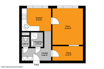 Pronájem bytu 1+1 v osobním vlastnictví, 40 m2, Kolín