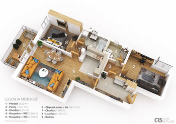 Prodej bytu 3+kk v osobním vlastnictví, 98 m2, Praha 6 - Dejvice