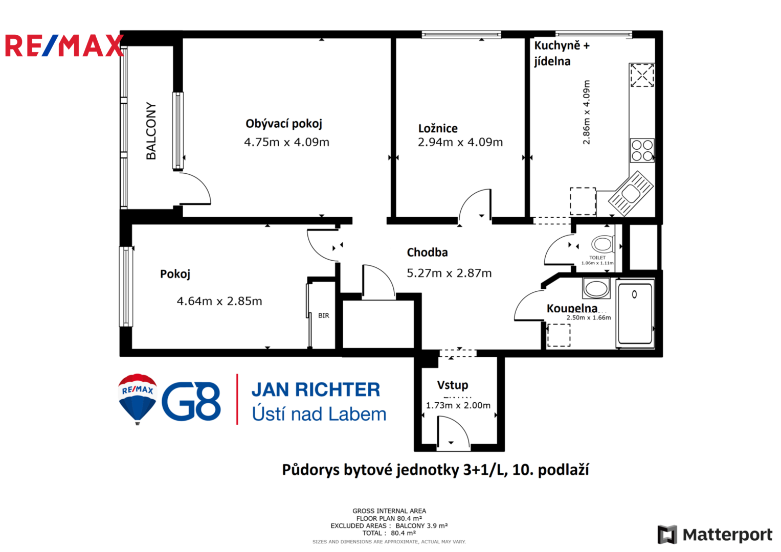 Prodej bytu 3+1 v osobním vlastnictví, 82 m2, Ústí nad Labem