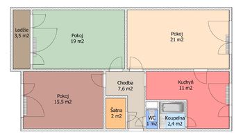 Prodej bytu 3+1 v osobním vlastnictví, 76 m2, Chomutov