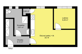 Pronájem bytu 2+kk v osobním vlastnictví, 45 m2, Kolín