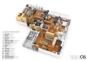 Prodej bytu 5+kk v osobním vlastnictví, 133 m2, Praha 9 - Hostavice
