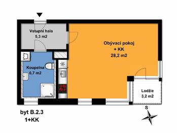 Pronájem bytu 1+kk v osobním vlastnictví, 43 m2, Velký Osek