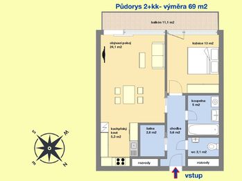Pronájem bytu 2+kk v osobním vlastnictví, 73 m2, Brno