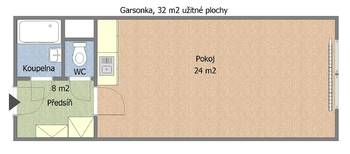 Pronájem bytu 1+kk v osobním vlastnictví, 32 m2, Strakonice