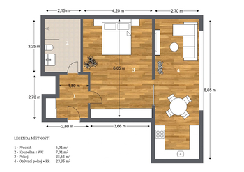 Prodej bytu 2+kk v osobním vlastnictví, 62 m2, Deštné v Orlických horách