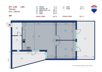 Prodej bytu 3+kk v osobním vlastnictví, 125 m2, Brno