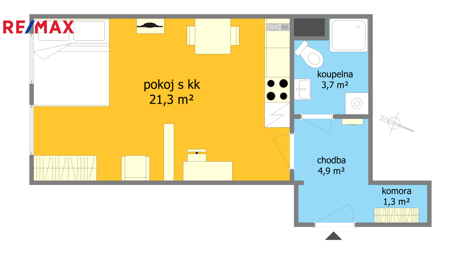 Pronájem bytu 1+kk v osobním vlastnictví, 31 m2, Brno