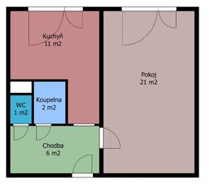 Prodej bytu 1+1 v osobním vlastnictví, 42 m2, Chomutov