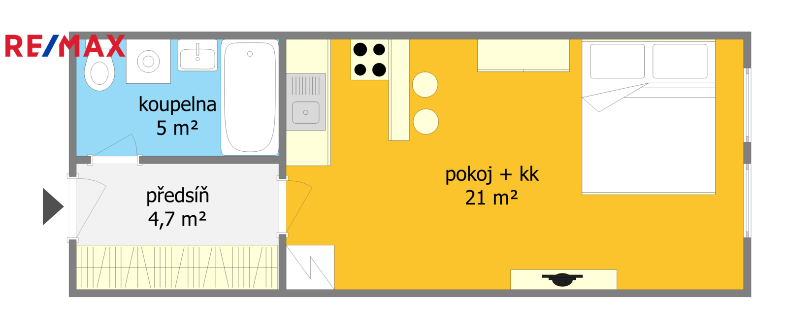 Pronájem bytu 1+kk v osobním vlastnictví, 30 m2, Brno