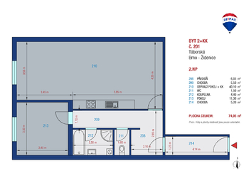 Prodej bytu 2+kk v osobním vlastnictví, 106 m2, Brno