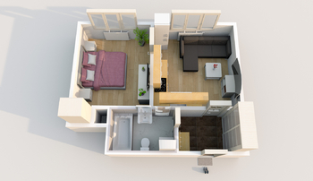 Prodej bytu 2+kk v osobním vlastnictví, 37 m2, Odolena Voda