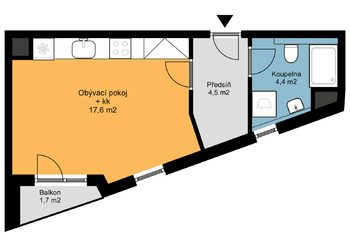 Pronájem bytu 1+kk v osobním vlastnictví, 28 m2, Praha 4 - Modřany