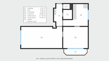 Pronájem bytu 2+1 v osobním vlastnictví, 54 m2, Brno