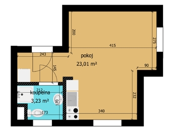 Pronájem bytu 1+kk v osobním vlastnictví, 23 m2, Poděbrady