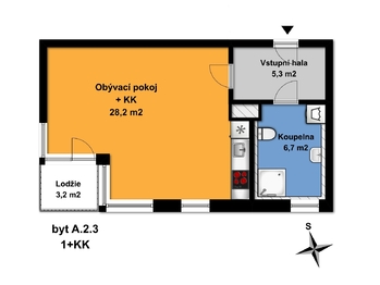 Pronájem bytu 1+kk v osobním vlastnictví, 39 m2, Velký Osek