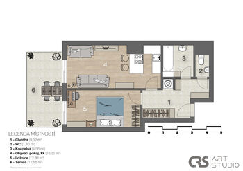 Pronájem bytu 2+kk v osobním vlastnictví, 50 m2, Praha 7 - Holešovice