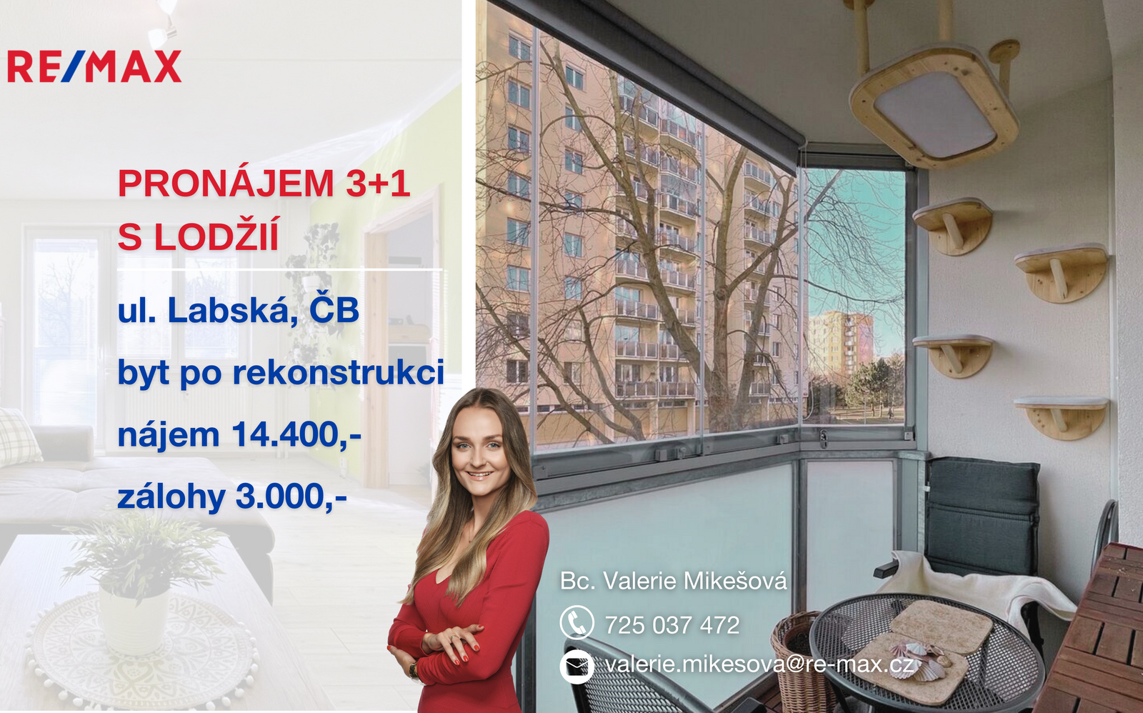 Pronájem bytu 3+1 v osobním vlastnictví, 76 m2, České Budějovice