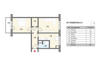 Pronájem bytu 2+1 v osobním vlastnictví, 60 m2, Adamov