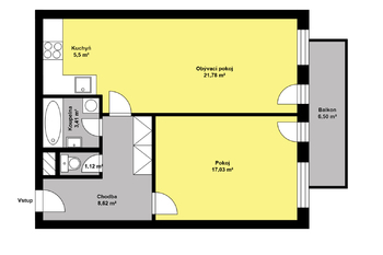 Pronájem bytu 2+kk v osobním vlastnictví, 57 m2, Kolín