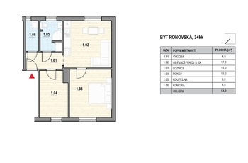 Prodej bytu 3+kk v osobním vlastnictví, 55 m2, Adamov