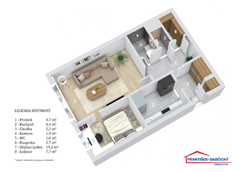 Prodej bytu 2+kk v osobním vlastnictví, 46 m2, Praha 8 - Bohnice