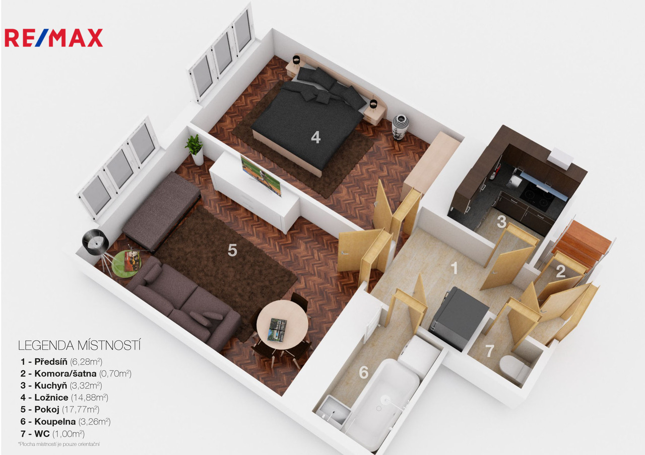 Pronájem bytu 2+1 v osobním vlastnictví, 47 m2, Praha 5 - Smíchov