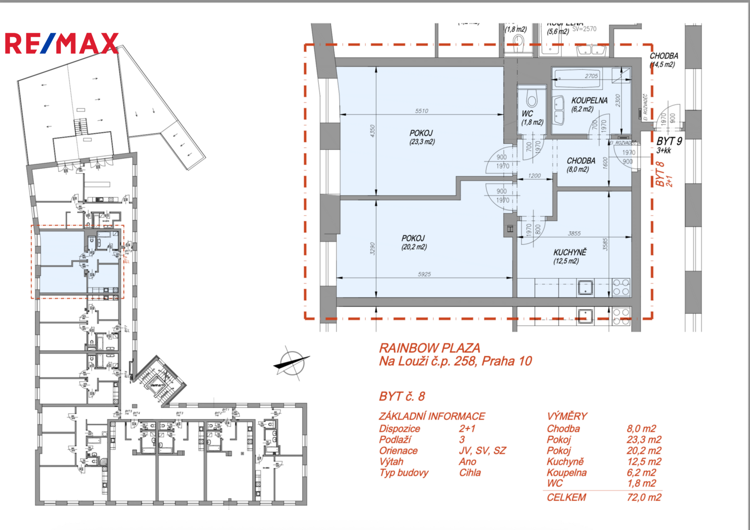 Pronájem bytu 2+1 v osobním vlastnictví, 72 m2, Praha 10 - Vršovice