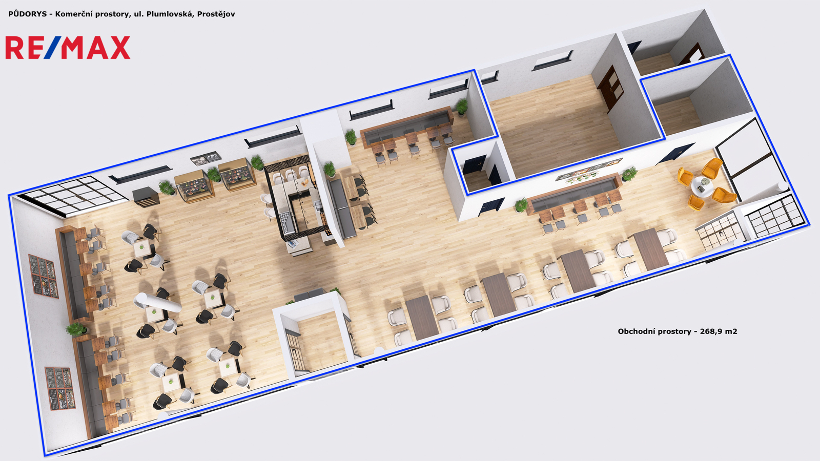 Pronájem komerčního objektu, 270 m2, Prostějov