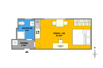 Pronájem bytu 1+kk v osobním vlastnictví, 28 m2, Brno