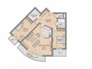 Prodej bytu 3+kk v osobním vlastnictví, 88 m2, Praha 10 - Záběhlice
