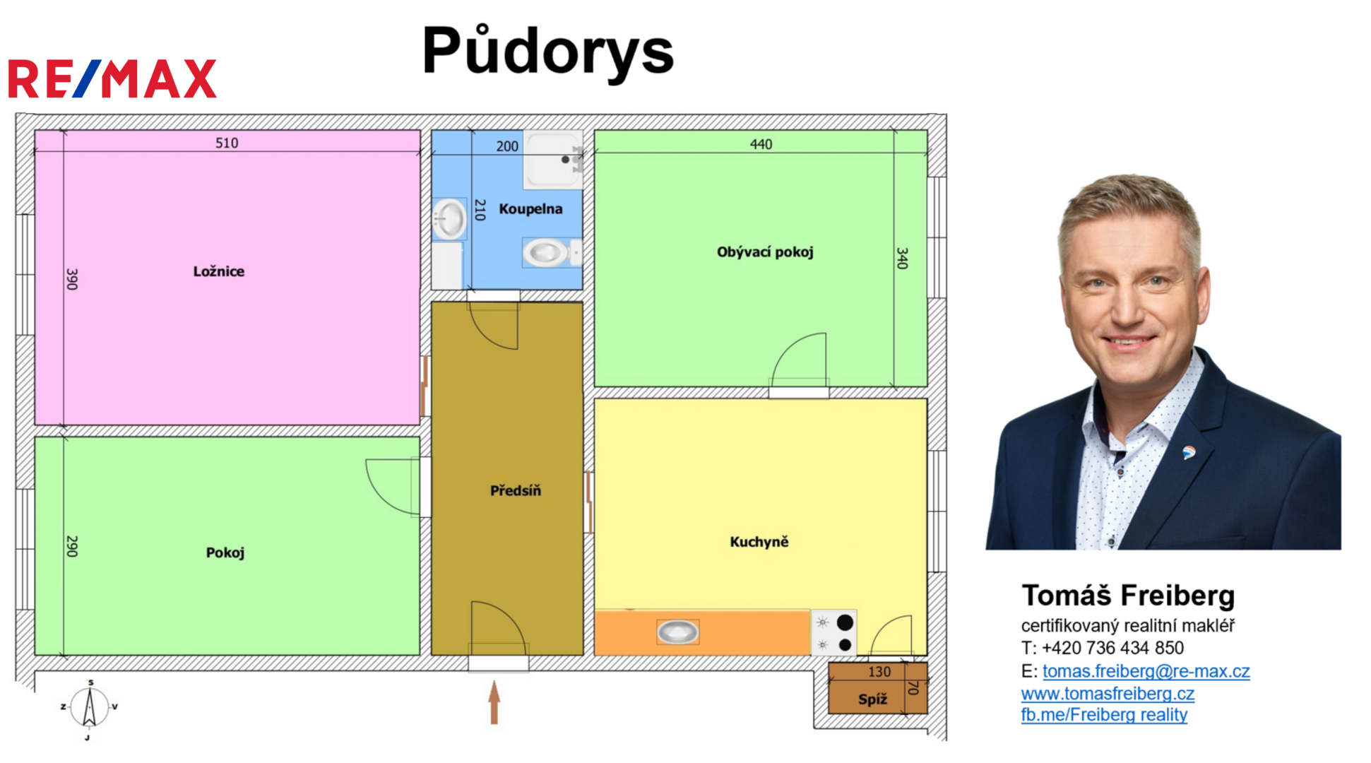 Pronájem bytu 3+1 v osobním vlastnictví, 72 m2, Písek
